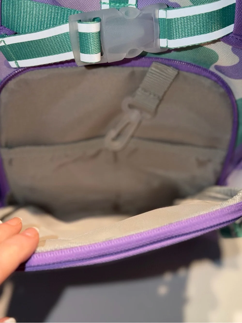 Pottery Barn Kids Mackenzie Purple Camo Backpack & Lunch Box Set. EMP